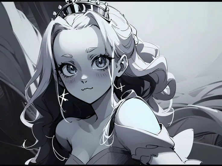 Best quality: 1.0), (Super High Resolution: 1.0), princess, monochrome