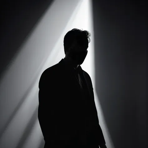 a silhouette of a mysterious man is masked amidst the shadows