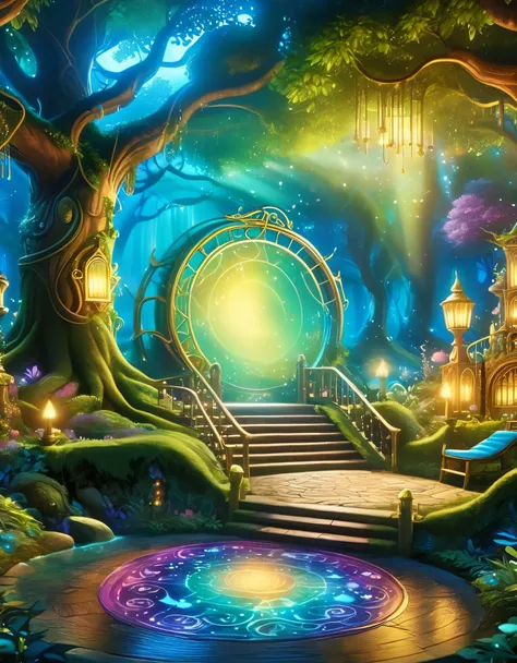 Dive into a whimsical fantasy realm where Buffy encounters supernatural beings in a magical, enchanted forest within the digital interface, creating a whimsical and fantastical scene. Micro detailed, hyper realistic photo, vibrant colors, 16k