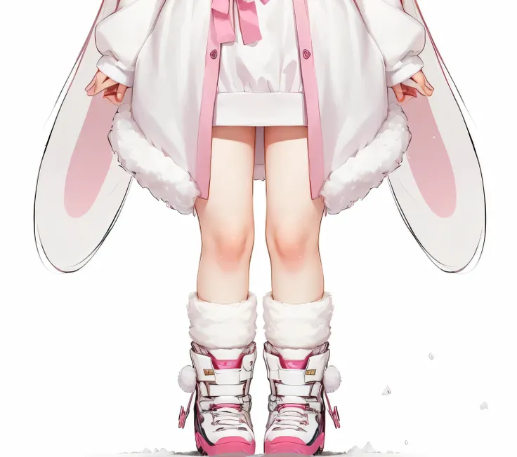 anime girl with pink hair and white outfit holding a shield, female furry mini cute style, full body illustration, whole body highly detailed, bunny leg, full - body and head view, full body adoptable, fullbody commission for, humanoid pink female squid gi...