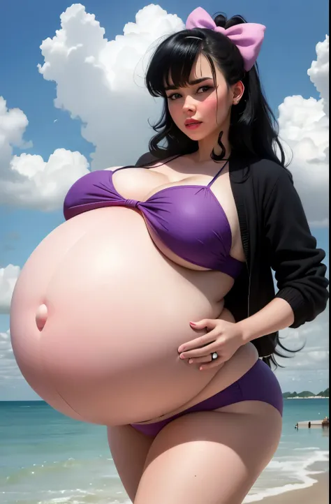 Hair Bow, black hair,Big Baby Bump pregnant, pink bikini , Big , nipple, cum,16 years girl, Big pregnant Belly, Big Pregnant girl, Largest Belly of Pregnant, Huge Pregnancy Belly, purple eyes, huge 9 months Pregnancy Belly, sky blue eyes,  