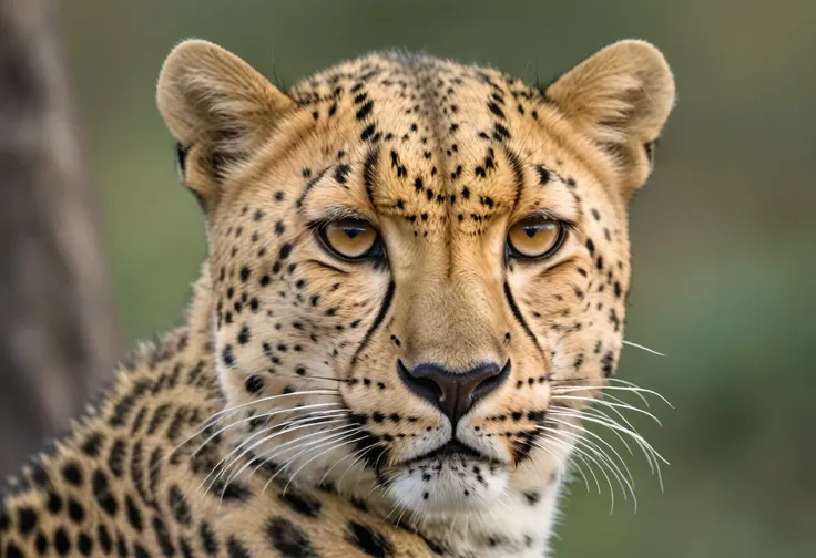 there is a leopard looking at something in the distance., intense facial expression 4k, portrait shot, jaggers, portraiture, clo...