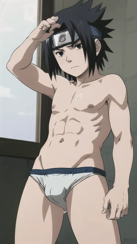 Sasuke, shirtless, swimwear, underwear, briefs, muscle growth, showering, 12-year-old boys,