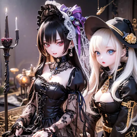 (Highest quality,4K,8K,High resolution,masterpiece:1.2),beautiful detailed eye,length eyelashes,Beautiful lip detail,extremely detailed eye and face,(Vibrant colors,colorful,Contrast enhancement:1.1),dark atmosphere,spooky ambiance,Gothic style,Satanic in ...