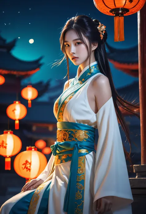 best quality, masterpiece, Ultra-high resolution, (Realistic:1.5), original photo, 1 girl,versace hanfu tang lienhua Mecha Paladin Future Armor, in the darkness, Deep shadows, Low profile, Cold Light, sexy look, long hair,Mix Girl,Yinglaite, Half-length ph...