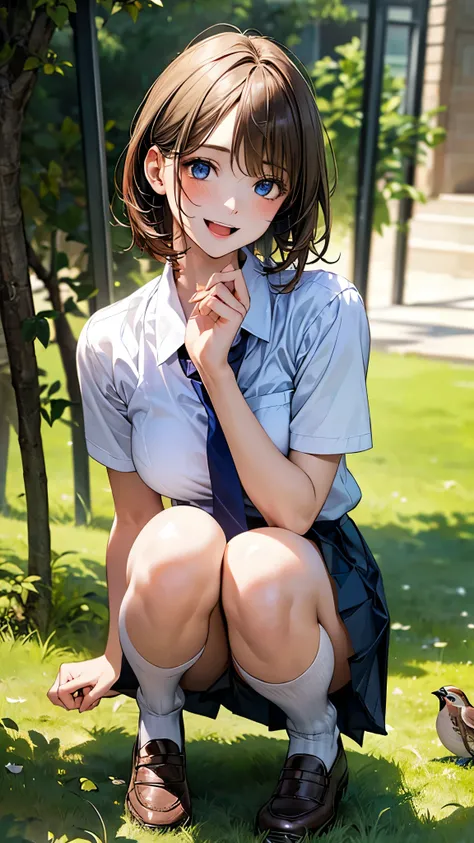 (masterpiece:1.2, top-quality), (realistic, photorealistic:1.4), beautiful illustration, (natural side lighting, movie lighting), nsfw, 
looking at viewer, 1 girl, japanese, high school girl, ((girl with a sparrow on her hand)), perfect face, cute and symm...