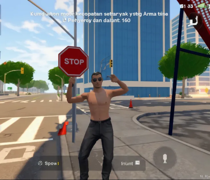 grand thef auto standing on the street holding a stop sign, life simulator game screenshot, gta 6 sty2, hyperrealisim, second life avatar, in - game, in-game, in game, vrchat, vr game, gta style, gta character, 3 rd person game