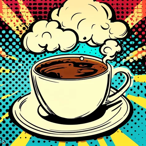 Cup of coffee in comic style 