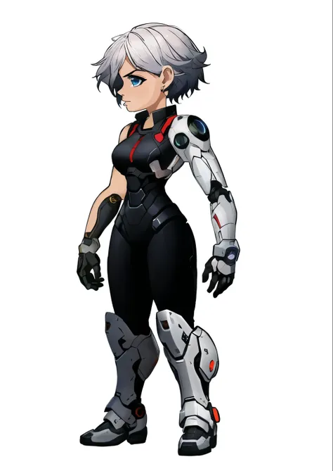 a close-up of a person in a suit with a robot, girl with mecha cybernetic armor, perfect anime cyborg woman, anime cyborg, femal...