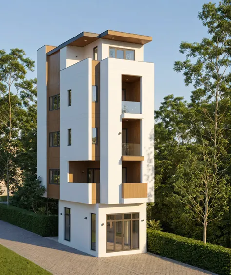 Raw photo,Masterpiece, high quality, best quality, authentic, super detail,
exterior, outdoors, house style modern on the street, glass windows, gate, wooden ceiling,
road,pavement, trees, sky, cloud, (daylight:1.1),townhouse scene