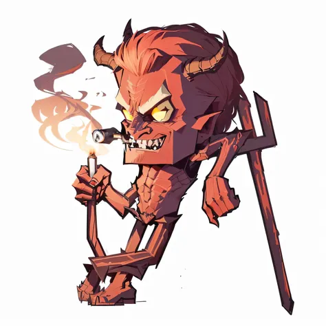 cartoon illustration of a devil with a cigarette in his hand, devil de fuegoio, devil, 6 billion devils style, cheeky devil, satan in hell, devils, pitchburn devils!, in style the devil seated, devil, devil noble character design, full body devil man, an a...