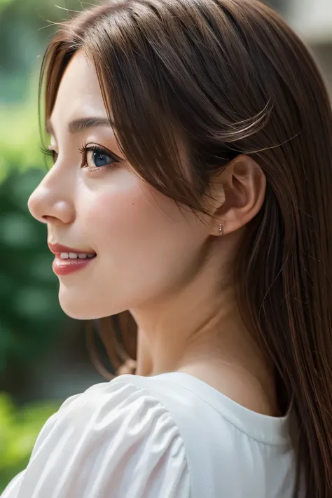 woman images,、Face close-up、Smooth Skin、masterpiece、Highest quality、8K Photo、woman, Age 25、girl、((profile,Looking to the side))