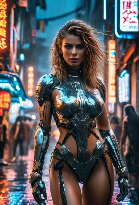 a beautiful cyborg woman, intricate details, masterpiece, absurdres, beautiful figure, slim body, magnificent anatomy, intricate details:1.12, HDR, intricate details, hyper-detailing:1.15, natural skin textures, hyper realistic, soft light, sharp:1.2, walk...