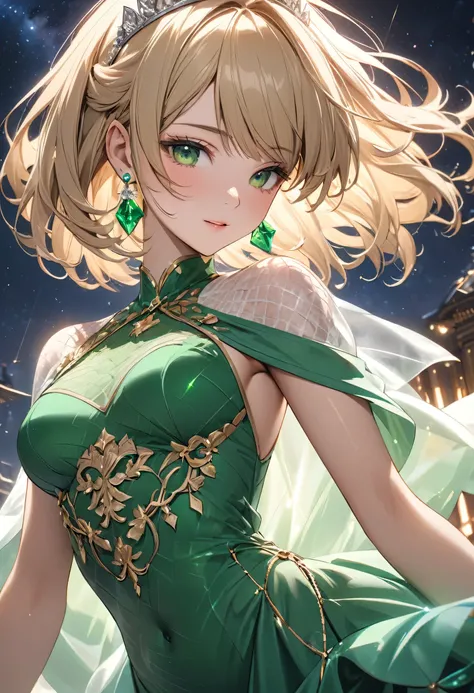 ((masterpiece)), (textured skin), ((high details)), best quality, award winning, 8k, beautiful woman, silk dress, Noble, princess, queen, blonde, half updo, hair flaps, jewelry tiara, crystal earrings, Sharp focus A beautiful woman with perfect body, Slim ...