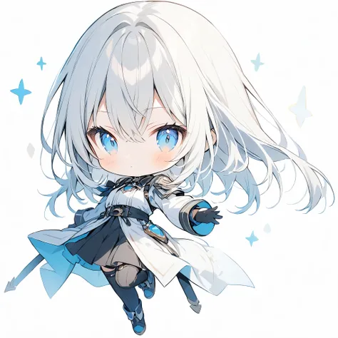 (White background),(Chibi Character:1.4) Third class、solo,full ボディ