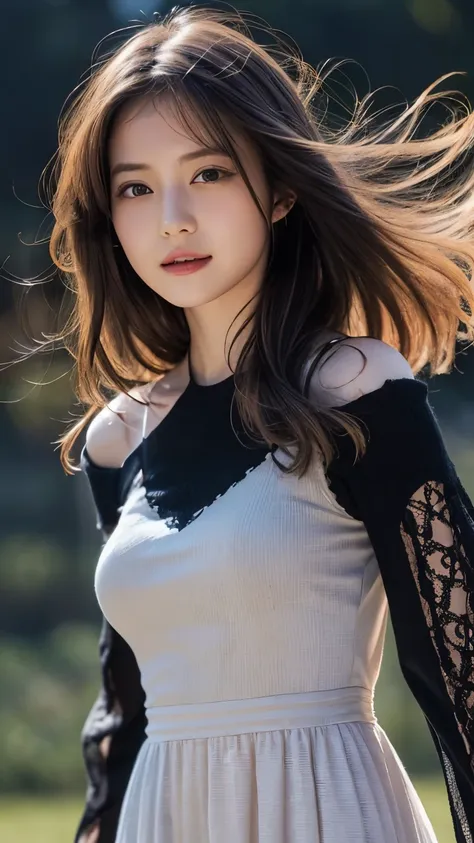 Silver Hair、(masterpiece, Highest品質, Highest, Official Art, beautifully、beautiful, Long exposure: 1.2), Smooth movement, Attractive patterns, 1 Girl, (Dresses with sleeves: 1.4), Upper Body close-up, Expose your shoulders, Chinese Girl, blush, Black lob ha...