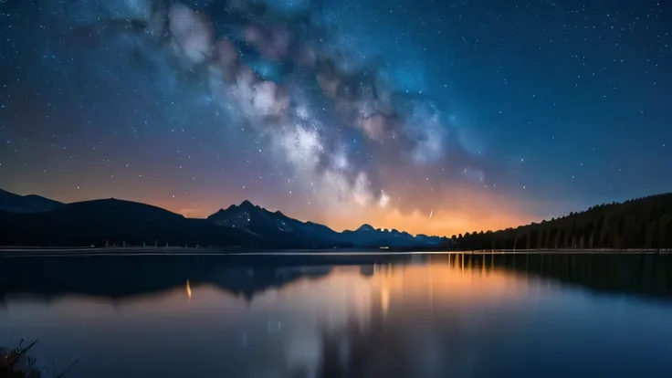 Quiet Night, Beautiful scenery, Beautiful starry sky, Quiet Lake