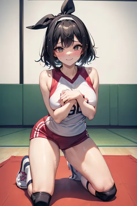 (One transcendent beautiful girl)、(((Volleyball Player))),ultra-detailed、(8K, RAW photo, best quality, masterpiece:1.2), (extremely detailed 8K wallpaper),professional lighting,sharp focus, depth of field、(((Detailed and accurate face))),(full body),((High...