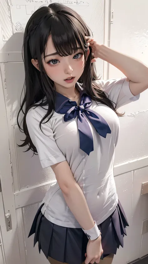 (high school girl uniform),(random porn pose),(Thin type:1.8),(big breasts),(random hairstyle),(Highest image quality,(8k),ultra-realistic,best quality, high quality, high definition, high quality texture,high detail,beautiful detailed,fine detailed,extrem...