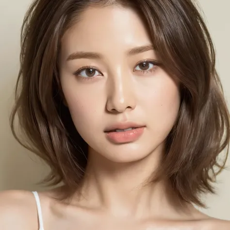 ((highest quality, 8K, masterpiece:1.3)), concentrate: 1.2, Perfect body beauty: 1.4, Hips: 1.2, Layered Haircut, Highly detailed face and skin texture, Delicate eyes, double eyelid, whitened skin, Long brown hair、slim、thin、Model Body Type