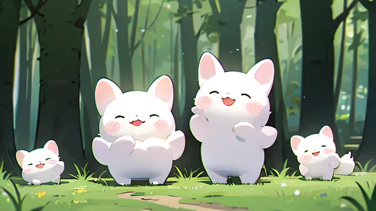 cute forest with cute happy animals