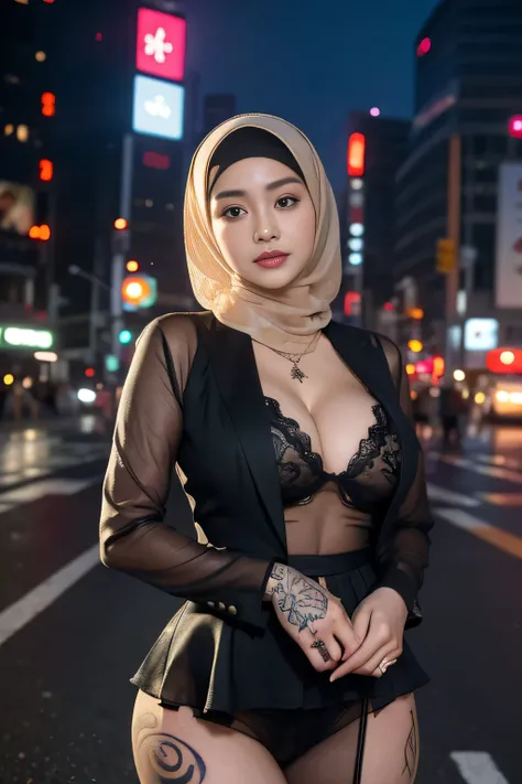 RAW, Best quality, high resolution, masterpiece: 1.3), (2-woman), woman in hijab, (see-through hijab), muslim, collorfull, Masterpiece, (Huge breasts), (gigantic breast), (massive brests), beutiful face, detail face, big gorgeous eyes, Soft smile, (girl in...