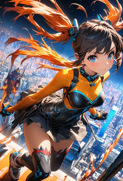 masterpiece, best quality, extremely detailed cg unity 8k wallpaper, a gal with twin tails. unusual fashion. the background is a...