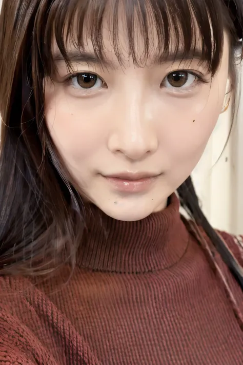 best quality, face focus, soft light, ultra high res, (photorealistic:1.4), RAW photo,
1 japanese girl, solo, cute, (pupil, lights in the eyes),  detailed beautiful face, (high resolution detail of human skin texture),
(long hair),
indoor,
wearing a sweate...