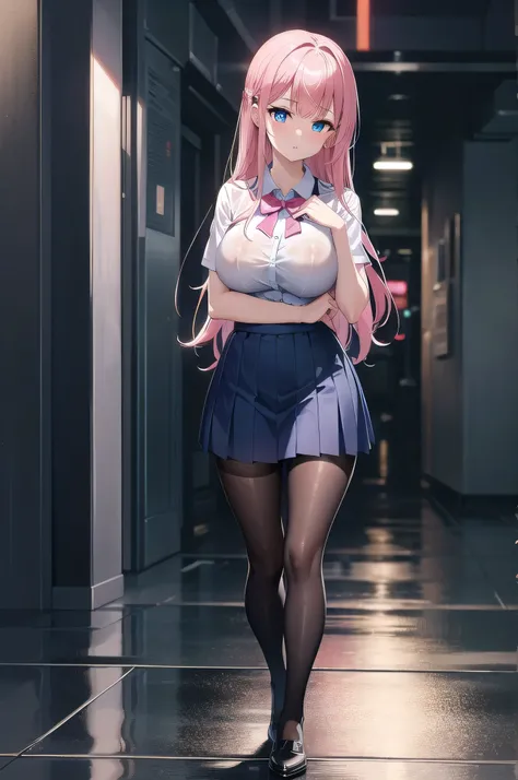 nodokaharamura, nodoka haramura, blue eyes, hair bow, long hair, pink hair, bow,
BREAK blue skirt, kiyosumi , pleated skirt,serafuku, skirt,
BREAK looking at viewer,
BREAK indoors, city,night,neon lights,rain,wet road,reflections
BREAK (masterpiece:1.2), b...