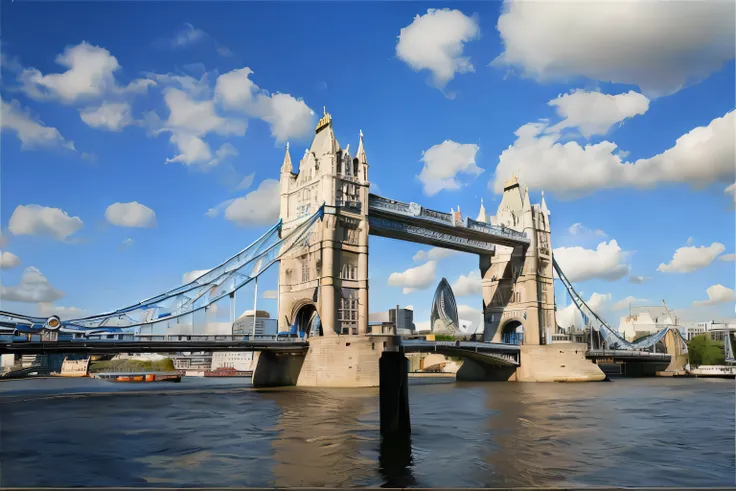 arafed bridge over the water with a clock tower in the background, tower bridge, London, elegant bridges between towers, soaring towers and bridges, the fabulous city of London, Beautiful high resolution, London architecture, Thames, Thames, bridge, in Lon...
