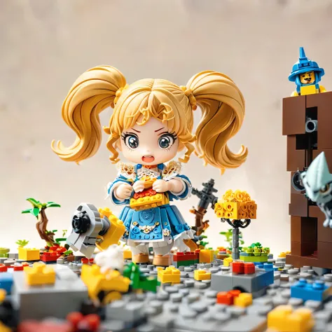 best quality, very good, 16K, ridiculous, Very detailed, Twin Tails,Made of Lego, Background space((A masterpiece full of fantasy elements))), ((best quality)), ((Intricate details))(8K)