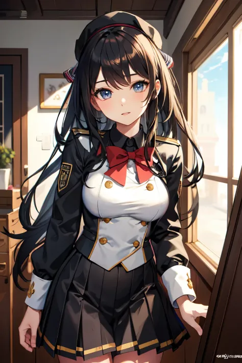 ((Highest quality)), ((masterpiece)), (detailed), One girl, uniform,Lewd ，bonde Hair，
