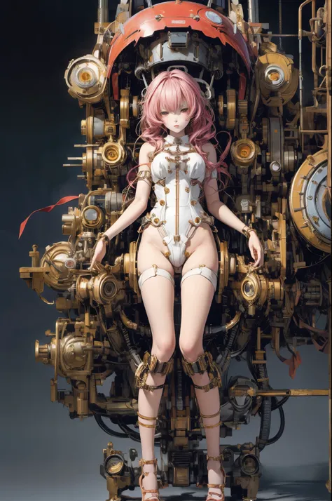 Highest quality,masterpiece,Ultra-high resolution,mechanical,Full Body Machine Girl、Under maintenance、nsfw,BDSM, Karakuri doll、Mixing tube、Steampunk Style、,nsfw, BDSM