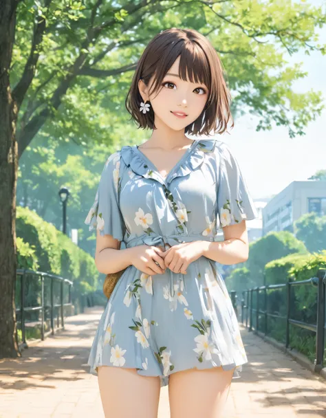 (best quality:1.2), 1girl, ueno park, summer, cowboy shot