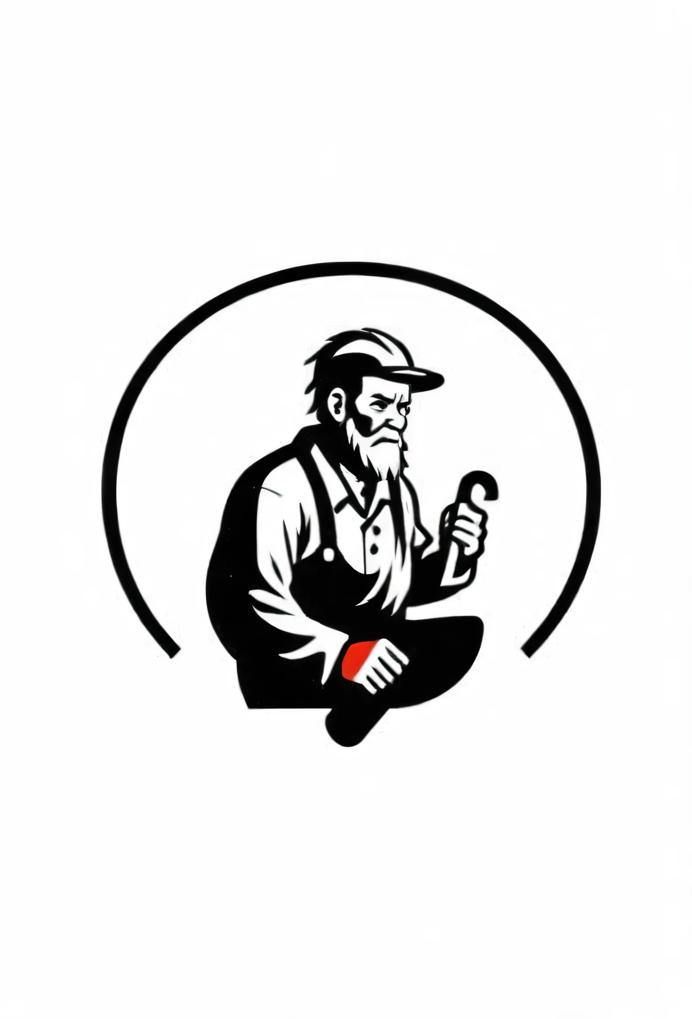 Japanese Electric Factory Logo A good old logo reminiscent of the 1900s This logo is、It depicts an old man working hard in a factory with a small wrench, Motors etc., Very cool, chic and modern design on white background