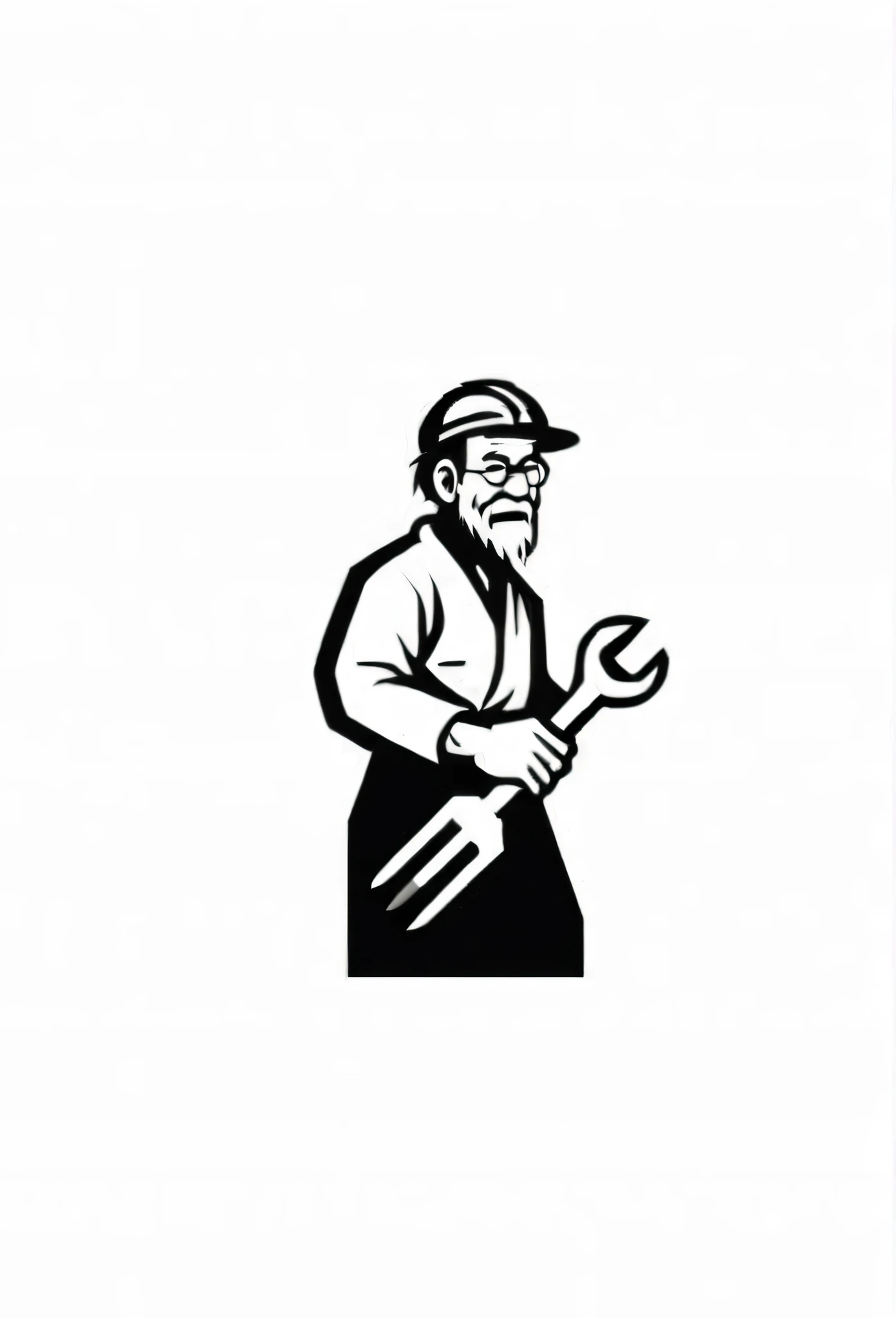 Japanese Electric Factory Logo

a good old logo reminiscent of the 1900s
The logo shows an old man working hard at a factory with a small spanner, such as a motor,

Pretty cool
chic and modern design

White background