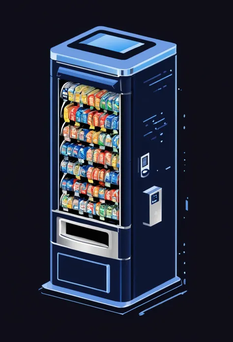 Tinned fish vending machine, fl4tstyle3, isometric, 2 colour