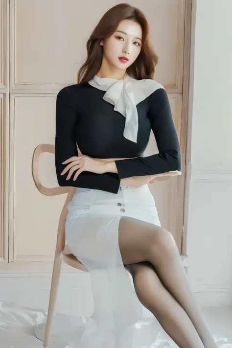 Highest quality、Ultra-high resolution、masterpiece、8K、Large Breasts、Black Pantyhose
