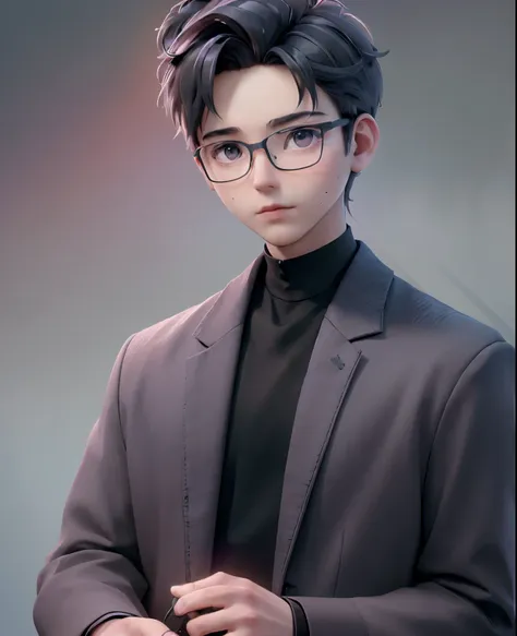 (masterpiece: 1.5), (best quality: 1.5), high resolution, highly detailed, 3dmm, a boy, soloist, speaker, leader, wearing glasse...