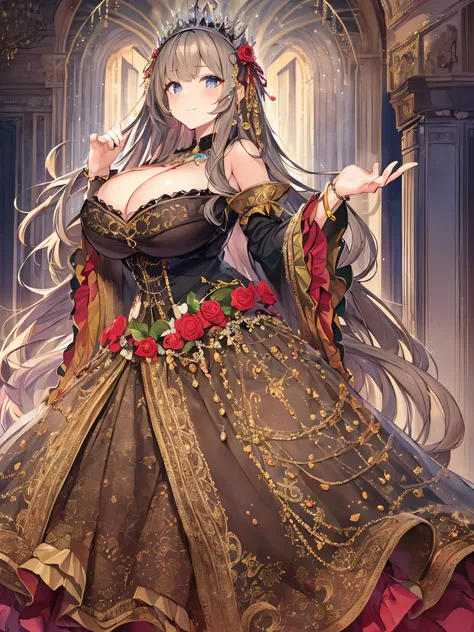 ((moe anime artstyle)),((Masterpiece)),(Best Quality),((Super Detail)),((Very Delicate and Beautiful)),((Solo)),full body,((full body portrait)),absurdly gigantic tits,(((1 bling-bling princess in beautiful embroidery and jeweled gorgeous rococo ballgown w...