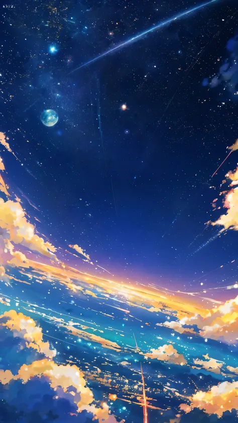 Beautiful sky anime scene with stars and planets, Space Sky. by Makoto Shinkai, anime art wallpaper 4k, anime art wallpaper 4k, Anime Art Wallpapers 8K, anime wallpaper 4k, anime wallpaper 4k, 4k anime wallpaper, Anime Sky, Awesome Wallpapers, Anime Backgr...