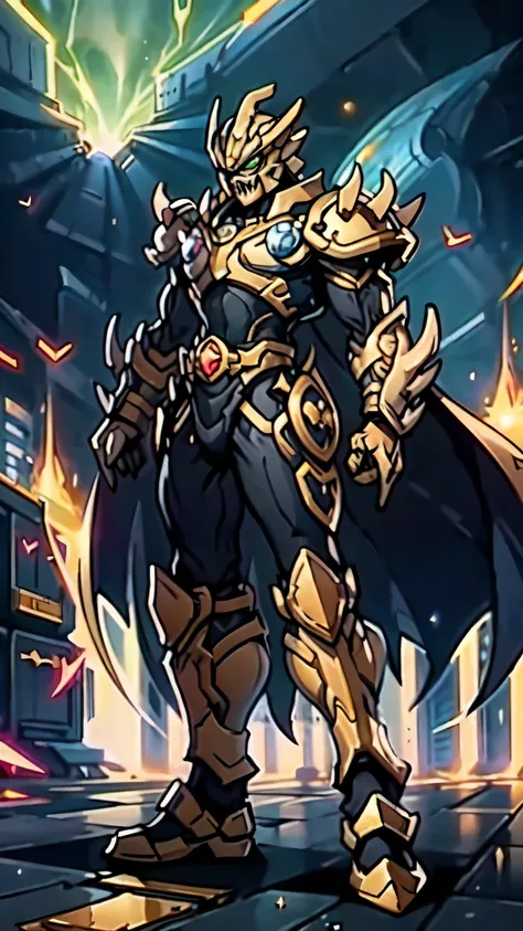 (masterpiece:1.5, best quality:1.5, extremely delicate:1.5, perspective:1.5, foreshortening:1.5, dynamic angle:1.5), a man wearing a full-face helmet, a fantasy-style biotech armored combat suit, green eyes, (a composite layered chest armor), fully enclose...