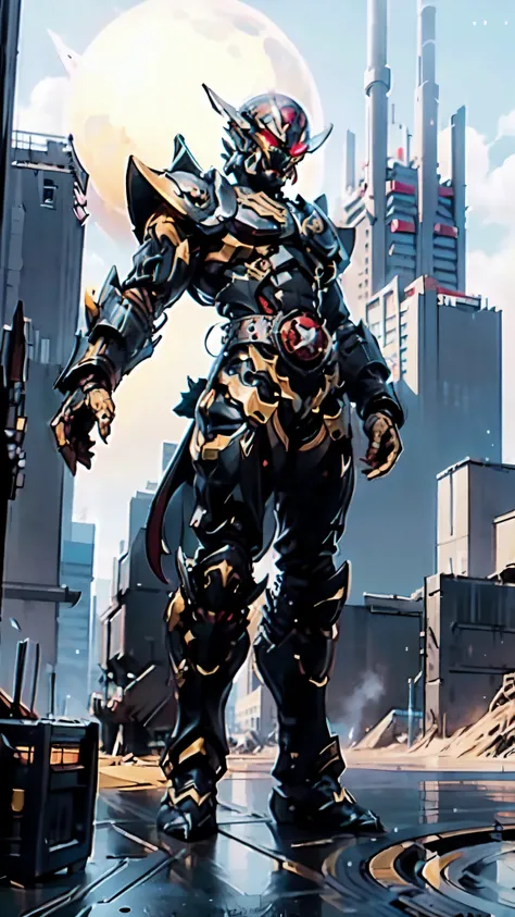 (masterpiece:1.5, best quality:1.5, extremely delicate:1.5, perspective:1.5, foreshortening:1.5, dynamic angle:1.5), a man wearing a full-face helmet, a fantasy-style biotech armored combat suit, green eyes, (a composite layered chest armor), fully enclose...