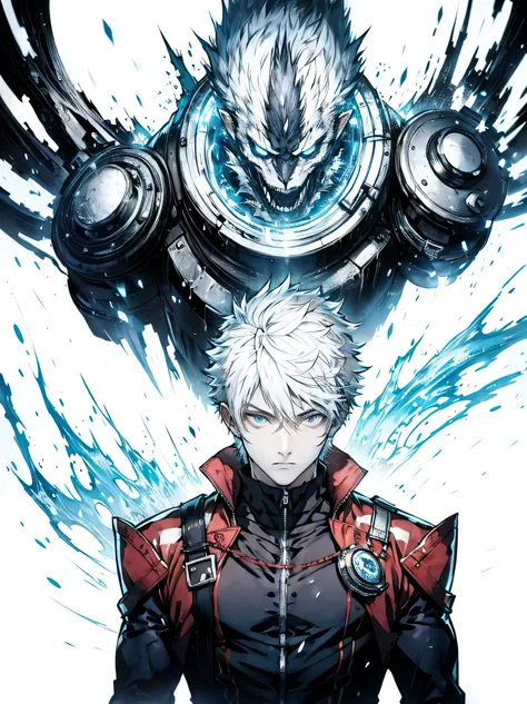 Anime - style image of a boy 14 years old white sparky hair , Arte no estilo de Guweiz, estilo realismo anime, arte de anime realista, homem bonito anime, Retrato anime de um homem bonito, estilo de arte realista, Digital anime illustration, estilo anime ...