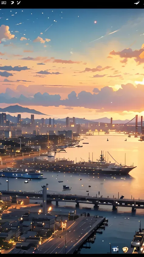 there is a picture of a city with a harbor and a boat, kyoto animation still, hd anime cityscape, style of makoto shinkai, screenshot from a 2012s anime, port scene background, screenshot from guro anime, makoto shinkai. —h 2160, anime scenery, screenshot ...