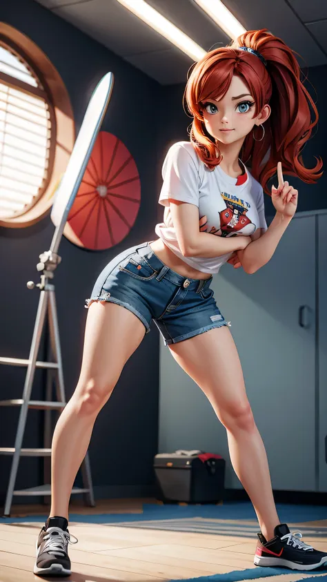 A beautiful woman, full body, looking at the camera, thumb raised in an OK sign, Pixar and manga art style, highly detailed, 8K, photorealistic, studio lighting, vivid colors, cinematic, sharp focus, physically-based rendering, professional quality, master...