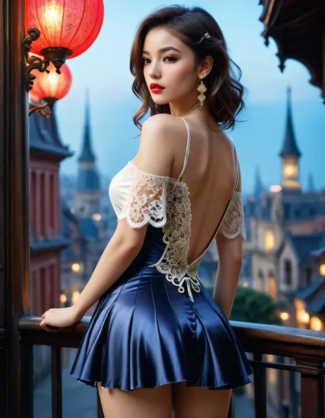 photorealistic Realism 32K quality, Fantasy, Artistic, A delicate fairy with mature features, puffy lips, (((The most beautiful woman in a perfectly tailored outfit in a given situation))), dress a beautiful girl with a perfect figure in something nice, ma...