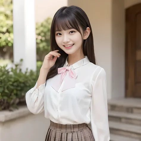 (highest quality, masterpiece:1.2), highest quality, High resolution, 1080P, 8K, Height: 158cm, ((A noble and intelligent girl like Japanese cute girly lady is hypnotizing and giggling, A very sweet, very noble, pretty and neat Japanese beautiful cute girl...