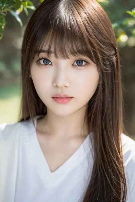 ((Highest quality, 8K, masterpiece :1.3))1 Girl、Japanese、、blue sky、Bright and beautiful face、young, White and glowing skin、Best Looks、blonde hair reflecting light、Very long silky straight hair and beautiful shiny hair、Extraordinarily beautiful 17 years old...