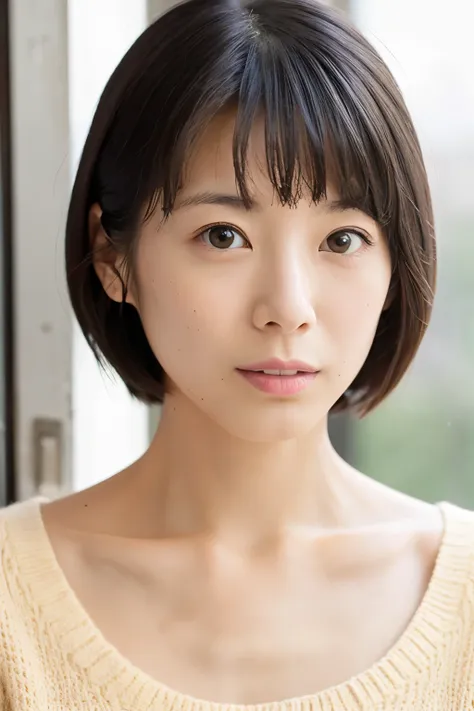 (High reality photograph, high resolusion), Skinny Japanese lady, 30 years old, cute face, detailed face, detailed eyes, various hair style, skinny figure, correct body anatomy, ((looking straight ahead)), facing the camera directly, single photo, a photo ...